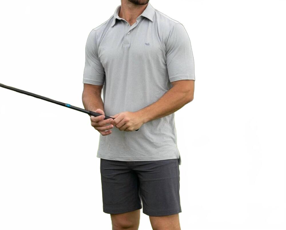 NEW SOUTHERN MARSH biscayne heather performance polo in light gray